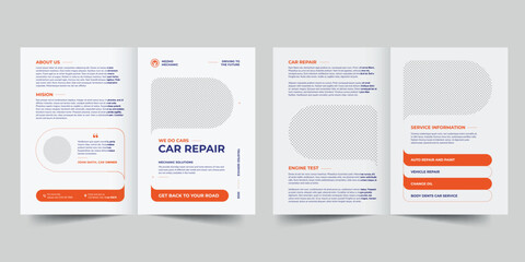 Wall Mural - Car Repair bifold brochure template. A clean, modern, and high-quality design bifold brochure vector design. Editable and customize template brochure