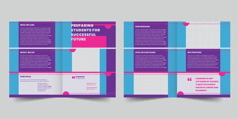 Wall Mural - Education bifold brochure template. A clean, modern, and high-quality design bifold brochure vector design. Editable and customize template brochure