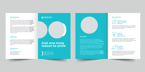 Wall Mural - Dental Clinic bifold brochure template. A clean, modern, and high-quality design bifold brochure vector design. Editable and customize template brochure