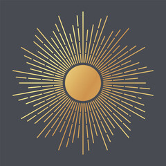 vector illustration with sun in mystical style for tarot card. generative ai
