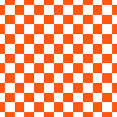 Wall Mural - Seamless pattern with white and orange checkerboard