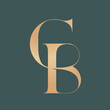 CB monogram logo signature icon. Elegant intertwined alphabet initials. Serif letter c, letter b. Luxury lettering sign. Modern deco design, fashion, beauty spa, wedding style characters typography.