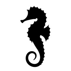 seahorse silhouette vector icon flat illustration logo clipart