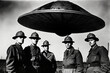© JoelMasson - WWII soldiers standing next to a UFO. Generative AI illustration