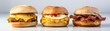 Breakfast Sandwiches On White Background Wde Panoramic. Generative AI
