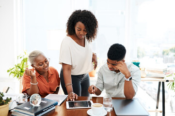Poster - The key to success lies in the collaborative efforts of all. a group of businesspeople working together on a digital tablet in an office.