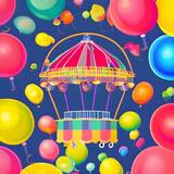 Fototapeta  - carousel with balloons