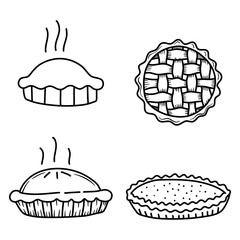 Set of illustration Homemade pie hand drawn sketch dessert.