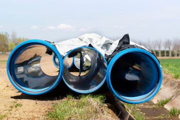 pvc pipes to canalitation of water in agricultural towns to improve the irrigation system and supply drinking water for people