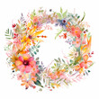 © Viktory Designs - Bunter Regenbogen Blumenkranz gezeichnet mit Wasserfarben Aquarell Perfekt für Sommer Frühlings Hochzeit Feste Taufe Einladungskarten mit bunten Wildblumen