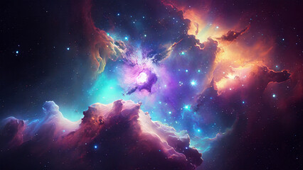 Wall Mural - Abstract outer space nebula galaxy abstract background. Generative AI.