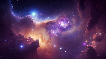 Wall Mural - Abstract outer space nebula galaxy abstract background. Generative AI.