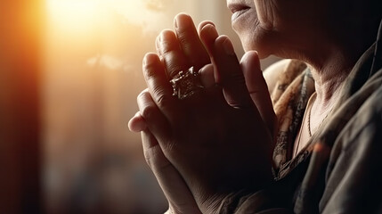 praying hands. christian faith concept. Generative AI