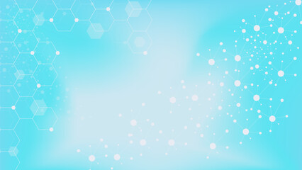Poster - Abstract geometric hexagonal shapes with dots and lines connection molecular structure concept for medical, chemistry and science background.