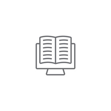 Library Education icon with black outline style. set, education, collection, book, school, study, dictionary. Vector illustration