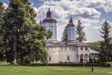 Wall Mural - Exterior view of church in Ciolanu Orthodox Monastery near Magura town, Romania