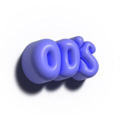 Fototapete - Raster 3d modeling clay word - 00's. Realistic 3d render lettering on purple background. Creative monochrome colorful design. Volume cartoon style.