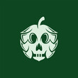 Skull head with hop leaf creative logo design