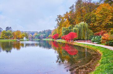 Sticker - The Palladin pond in Feofania park, Kyiv, Ukraine