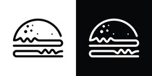 Burger Logo Design, Burger Icon With Line Vector Illustration Style