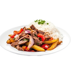 Wall Mural - lomo saltado isolated on a transparent background, generative ai