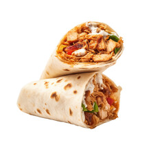 Chicken Shawarma Isolated On A Transparent Background, Generative Ai