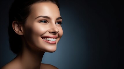 Wall Mural - Portrait photo of young smile confident woman. Generative AI