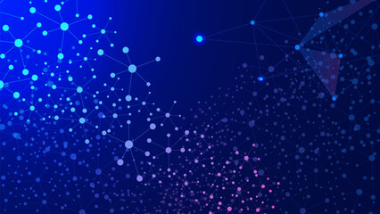 Poster - Molecular structure with dots and lines connection for DNA, medical, chemistry, science and technology concept background.