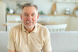 © Юлия Завалишина - Confident stylish middle aged senior man at home. Older mature 70s man smiling. Happy attractive senior beard grandfather looking camera close up face headshot portrait. Happy people
