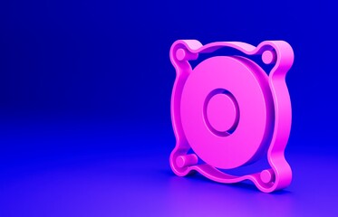 Poster - Pink Stereo speaker icon isolated on blue background. Sound system speakers. Music icon. Musical column speaker bass equipment. Minimalism concept. 3D render illustration