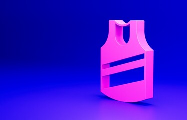 Canvas Print - Pink Undershirt icon isolated on blue background. Minimalism concept. 3D render illustration