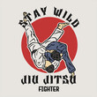 Fighting logo. Jiu jitsu, Judo sport emblem logo vector. suitable for t shirt or merchendise product