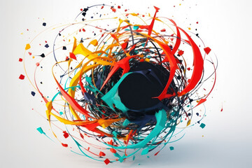 Poster - circle abstract sport logo with colorful lines generative ai