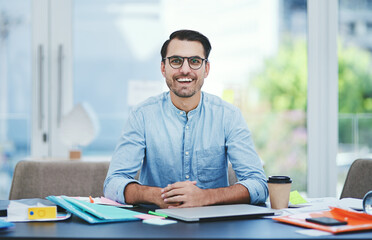 Poster - I hope to be leaving a mark with my designs. Portrait of a young designer working in an office.