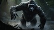 Raw Power: Angry King Kong Gorilla Displaying Strength by Generative A