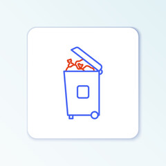 Poster - Line Trash can icon isolated on white background. Garbage bin sign. Recycle basket icon. Office trash icon. Colorful outline concept. Vector