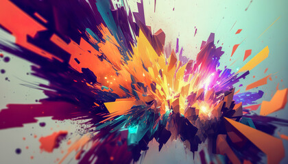 Wall Mural - Colorful Paint Explosion - Abstract Background - Generative AI