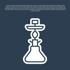 Poster - Blue line Hookah icon isolated on blue background. Vector