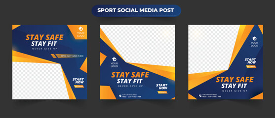 Wall Mural - sports training and exercise for healthy life social media post banner suitable for promotional bann