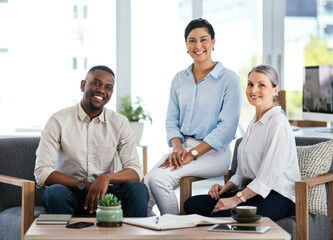 Aufkleber - Dedicated to achieving big results. Portrait of a group of businesspeople working together in an office.