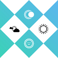 Wall Mural - Set Sun and cloud weather, , Eclipse of sun and icon. Vector