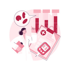Poster - Diabetes exam results abstract concept vector illustration. Blood sugar level test, lab tube, health checkup, laboratory result, glucose monitor, chronic disease treatment abstract metaphor.