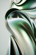 © ADDICTIVE STOCK - Generative AI illustration abstract background of silver and green shaded wavy texture with shiny satin surface