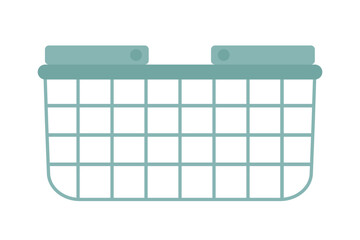 Poster - Wire grocery basket with handles semi flat colour vector object. Shopping in supermarket. Editable cartoon clip art icon on white. Simple spot illustration for web graphic design and animation