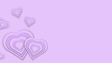Purple Heart Shaped Paper Cut Valentines Day Background Overlapping