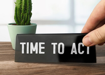 Fototapete - Text Time to act writen on black table card