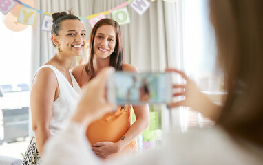 Aufkleber - Thank you for putting this together. a group of women taking photos at their friends baby shower.