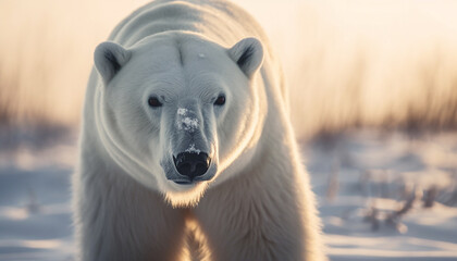 Sticker - Arctic mammal fur shines in winter sunlight generative AI