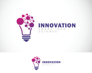 Fototapete - innovation logo creative smart bulb connect technology molecule design concept modern