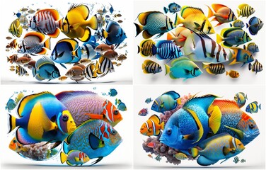 Beautifully detailed tropical fish and coral reef design Designed to bring the beauty of the ocean into your home or office Created on a high quality white background for maximum visual impact